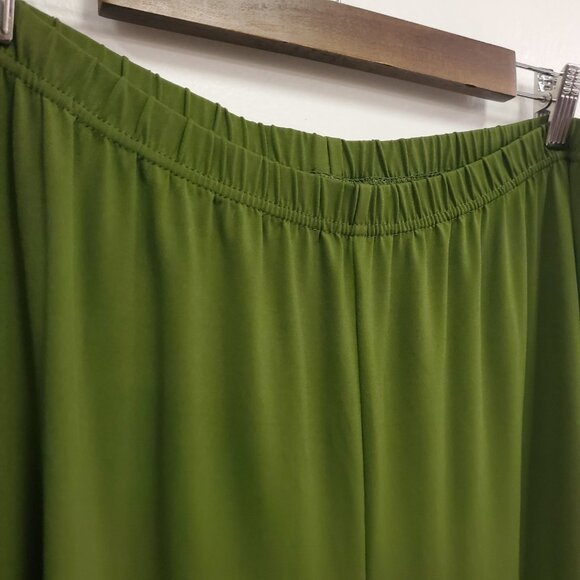 Bob Mackie Womens Wide Leg Pull On Pants Size 1X Petite Green Artsy Stretch - Picture 3 of 13